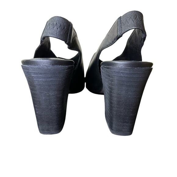 Eileen Fisher Black Leather Slingback 3" Block Heel Size 7.5 - Picture 4 of 9